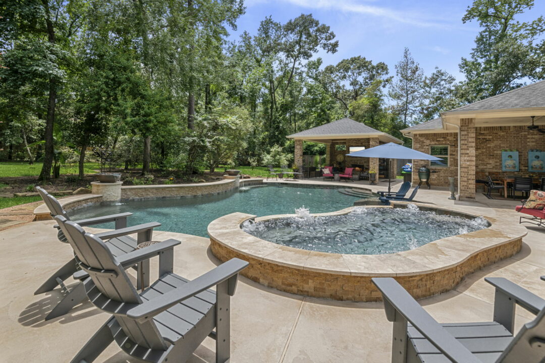 Freeform Pool and Outdoor Living Space in Benders Landing Estates of Spring, Texas