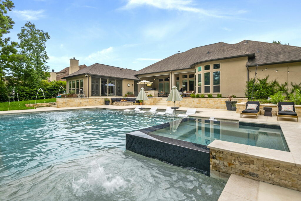 Geometric Pool, Gym Addition, and Pool Bath in Benders Landing Estates of Spring, Texas