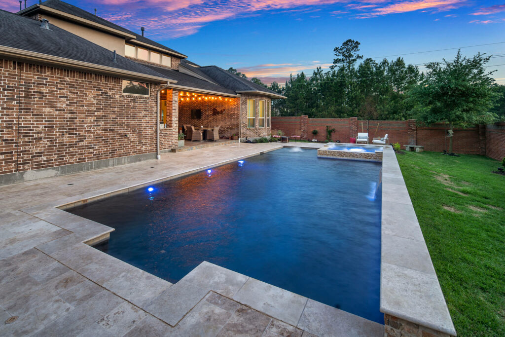 Geometric Glass Tile Pool in Benders Landing Estates of Spring, Texas