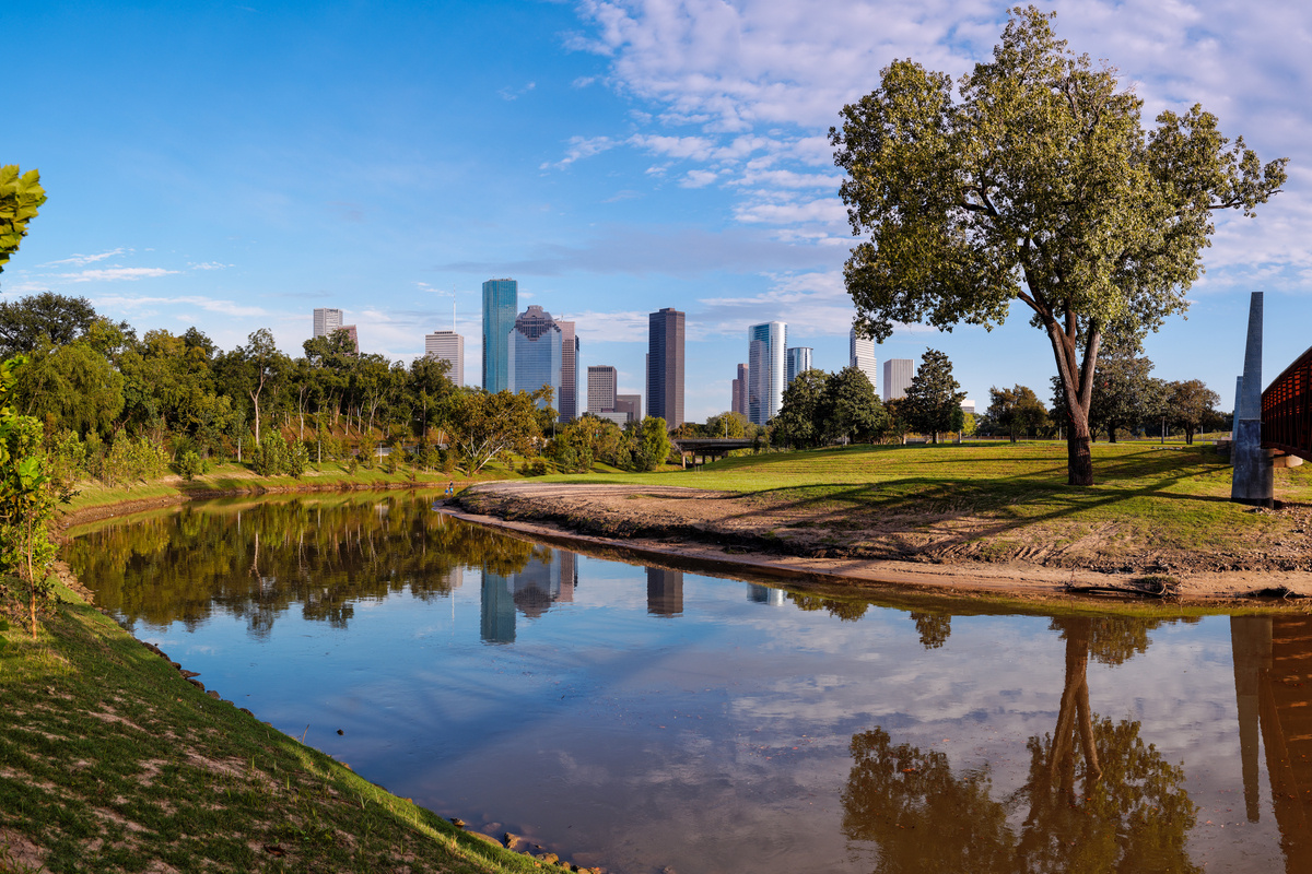 Panorama,Of,Downtown,Houston,From,Buffalo,Bayou,Park