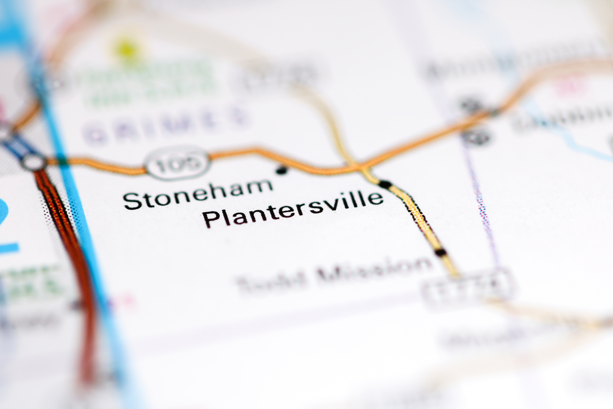 Plantersville.,Texas.,Usa,On,A,Geography,Map